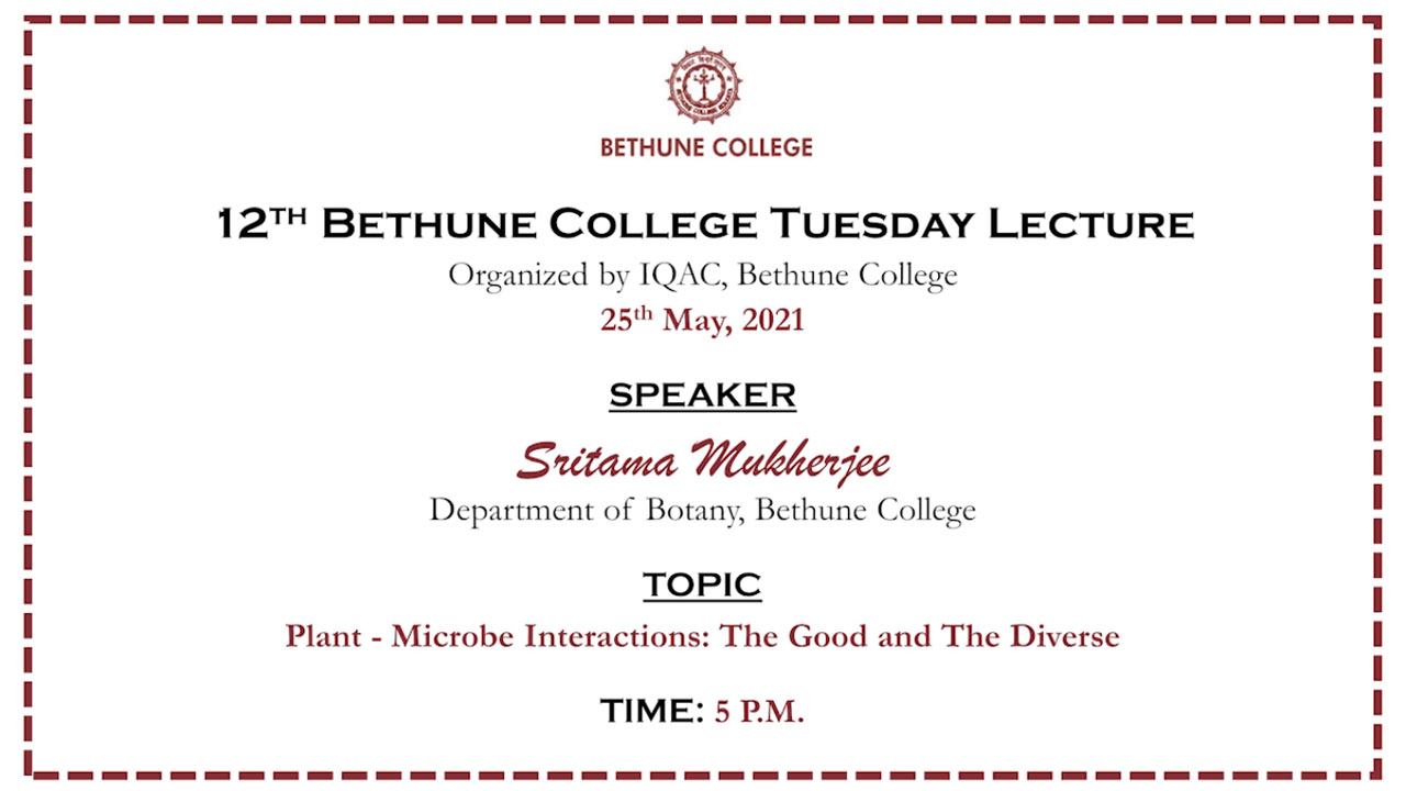 Tuesday Lecture 12 : 25 May 2021